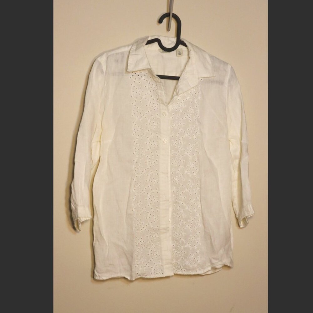 L.L. Bean Vintage, Long-sleeved white collared shirt,  botton down, XS Regular